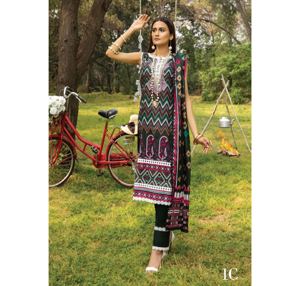 Anum Classic Printed Lawn 3 Pcs Un-Stitched Suit Vol 3 - 1-C, Women, 3Pcs Shalwar Suit, Al-Zohaib Textiles, Chase Value