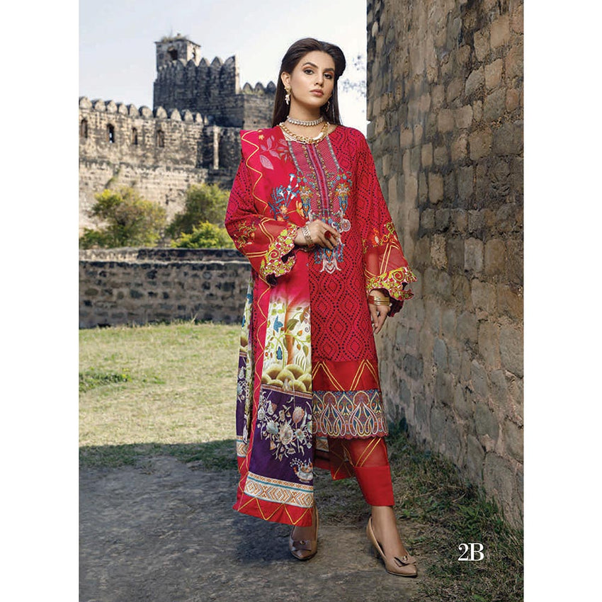 Monsoon Printed Lawn 3 Pcs Un-Stitched Suit Vol 2 - 2-B, Women, 3Pcs Shalwar Suit, Al-Zohaib Textiles, Chase Value