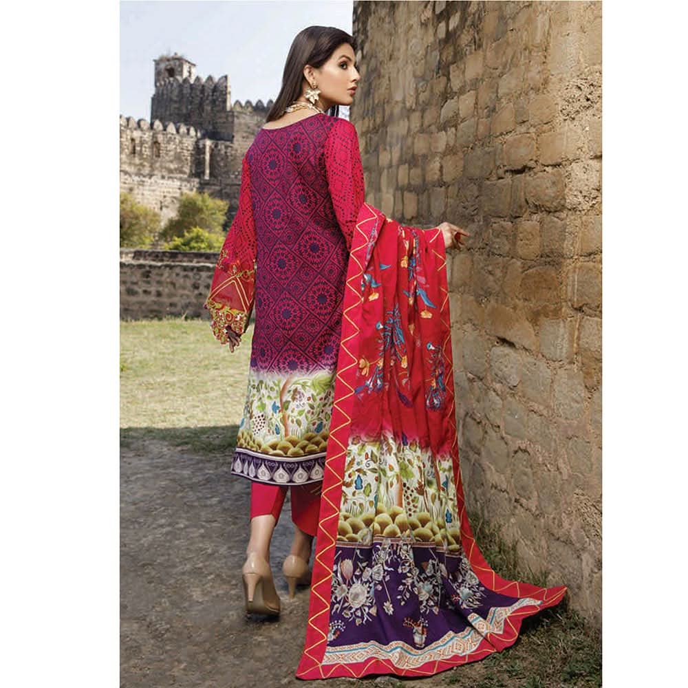 Monsoon Printed Lawn 3 Pcs Un-Stitched Suit Vol 2 - 2-B, Women, 3Pcs Shalwar Suit, Al-Zohaib Textiles, Chase Value