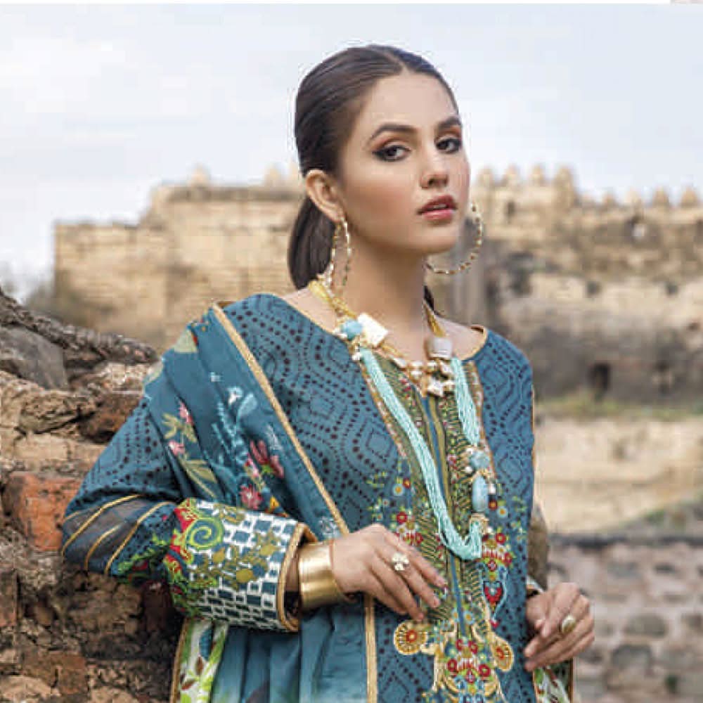 Monsoon Printed Lawn 3 Pcs Un-Stitched Suit Vol 2 - 2-C, Women, 3Pcs Shalwar Suit, Al-Zohaib Textiles, Chase Value