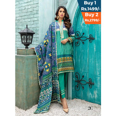 Anum Classic Printed Lawn 3 Pcs Un-Stitched Suit V 5 - 2-C, Women, 3Pcs Shalwar Suit, Al-Zohaib Textiles, Chase Value