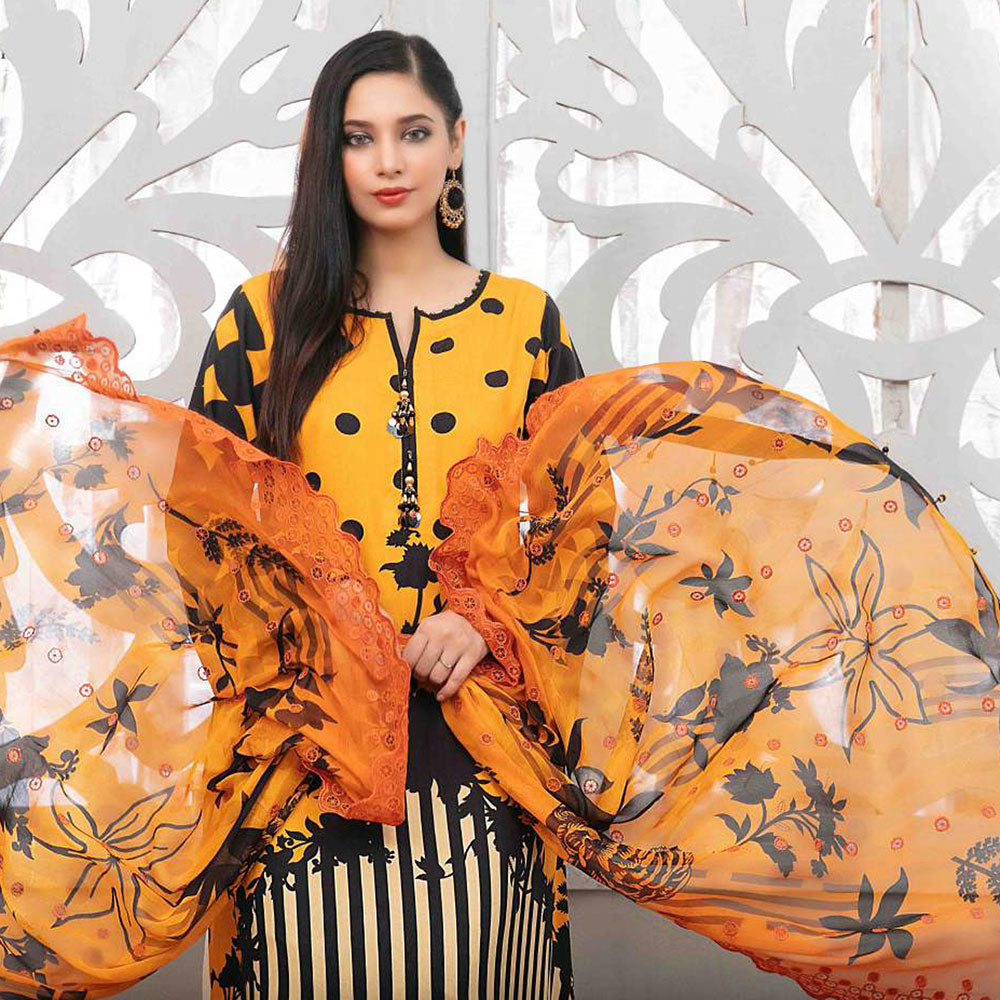 ZAAFIRA Viscose Digital Printed Embroidered 3 Pcs Un-Stitched Suit - 2021, Women, 3Pcs Shalwar Suit, Tawakkal Fabrics, Chase Value