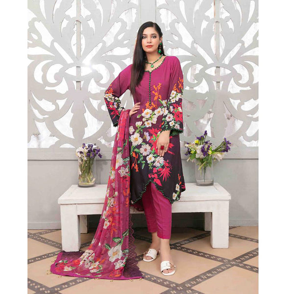 ZAAFIRA Viscose Digital Printed Embroidered 3 Pcs Un-Stitched Suit - 2022, Women, 3Pcs Shalwar Suit, Tawakkal Fabrics, Chase Value