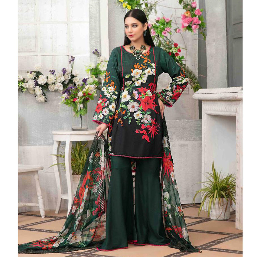 ZAAFIRA Viscose Digital Printed Embroidered 3 Pcs Un-Stitched Suit - 2023, Women, 3Pcs Shalwar Suit, Tawakkal Fabrics, Chase Value