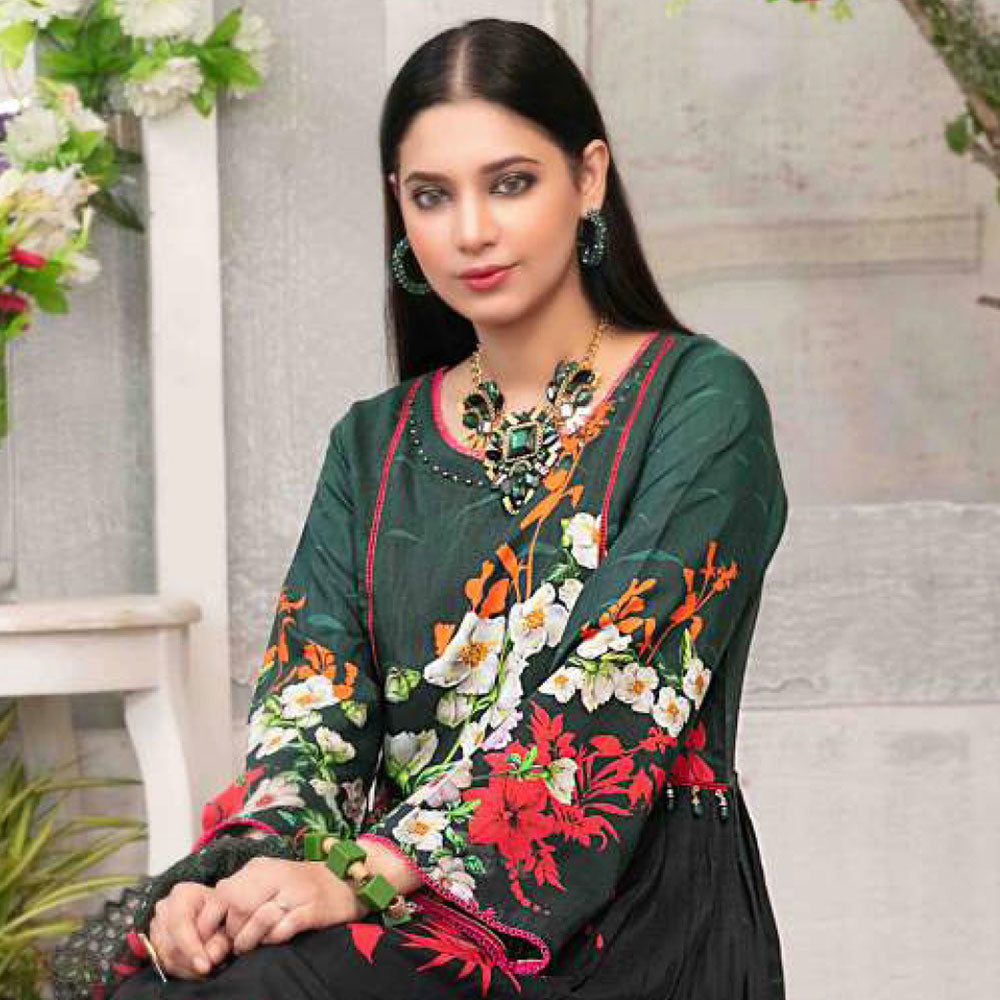 ZAAFIRA Viscose Digital Printed Embroidered 3 Pcs Un-Stitched Suit - 2023, Women, 3Pcs Shalwar Suit, Tawakkal Fabrics, Chase Value