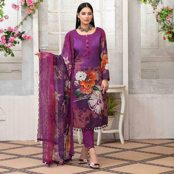 ZAAFIRA Viscose Digital Printed Embroidered 3 Pcs Un-Stitched Suit - 2024, Women, 3Pcs Shalwar Suit, Tawakkal Fabrics, Chase Value