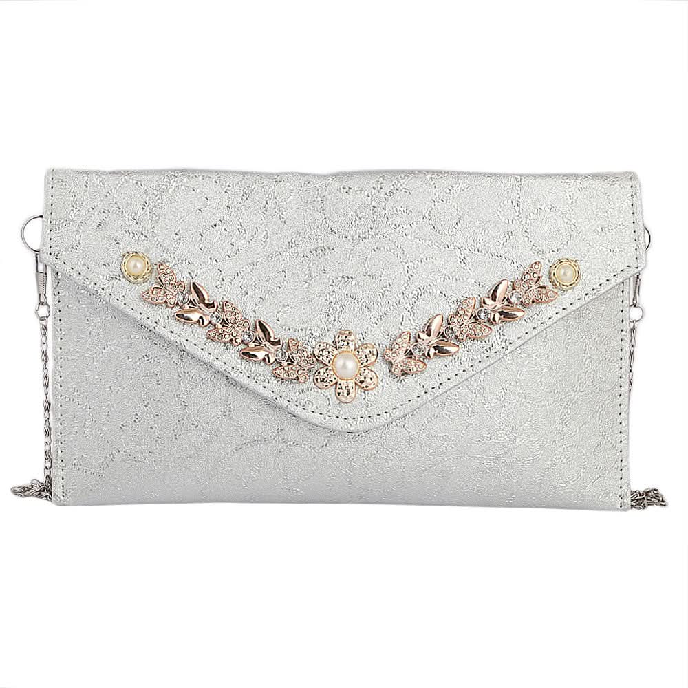 Women's Clutch (Kam-2054) - Silver, Women, Clutches, Chase Value, Chase Value