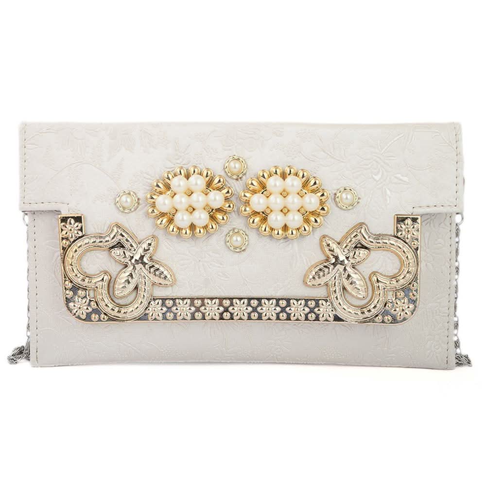 Women's Fancy Clutch (K-2077) - Off White, Women, Clutches, Chase Value, Chase Value