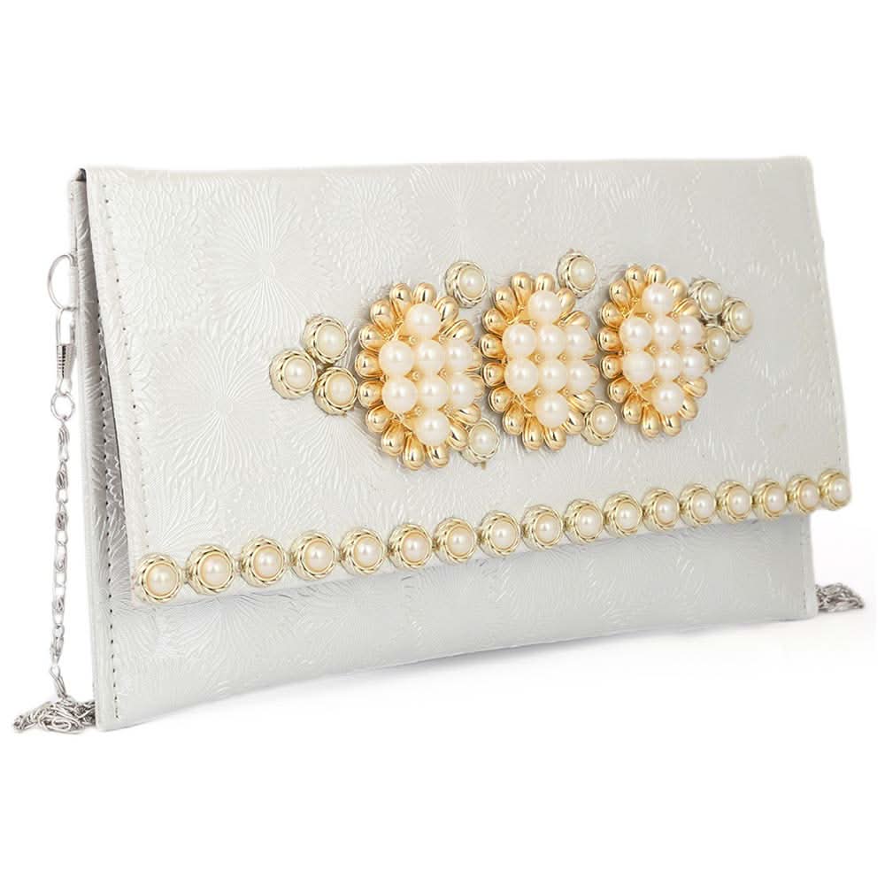 Women's Fancy Clutch (K-2078) - White, Women, Clutches, Chase Value, Chase Value