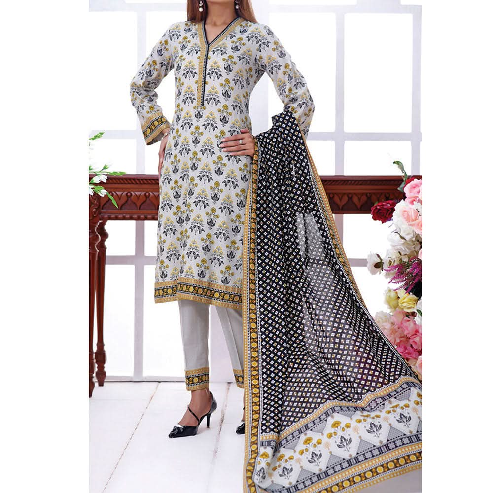VS Daman Cambric Printed 3 Pcs Un-Stitched Suit Vol 1 - A-2101, Women, 3Pcs Shalwar Suit, VS Textiles, Chase Value