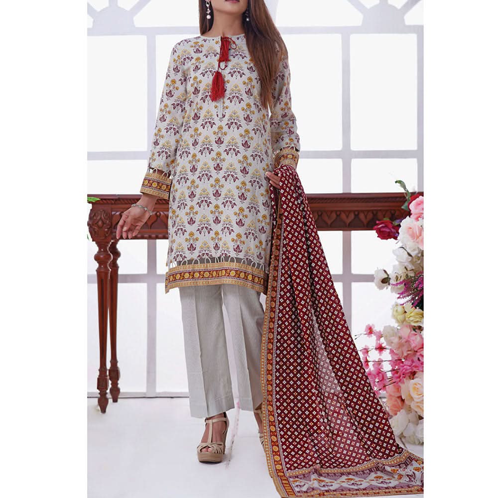 VS Daman Cambric Printed 3 Pcs Un-Stitched Suit Vol 1 - B-2101, Women, 3Pcs Shalwar Suit, VS Textiles, Chase Value