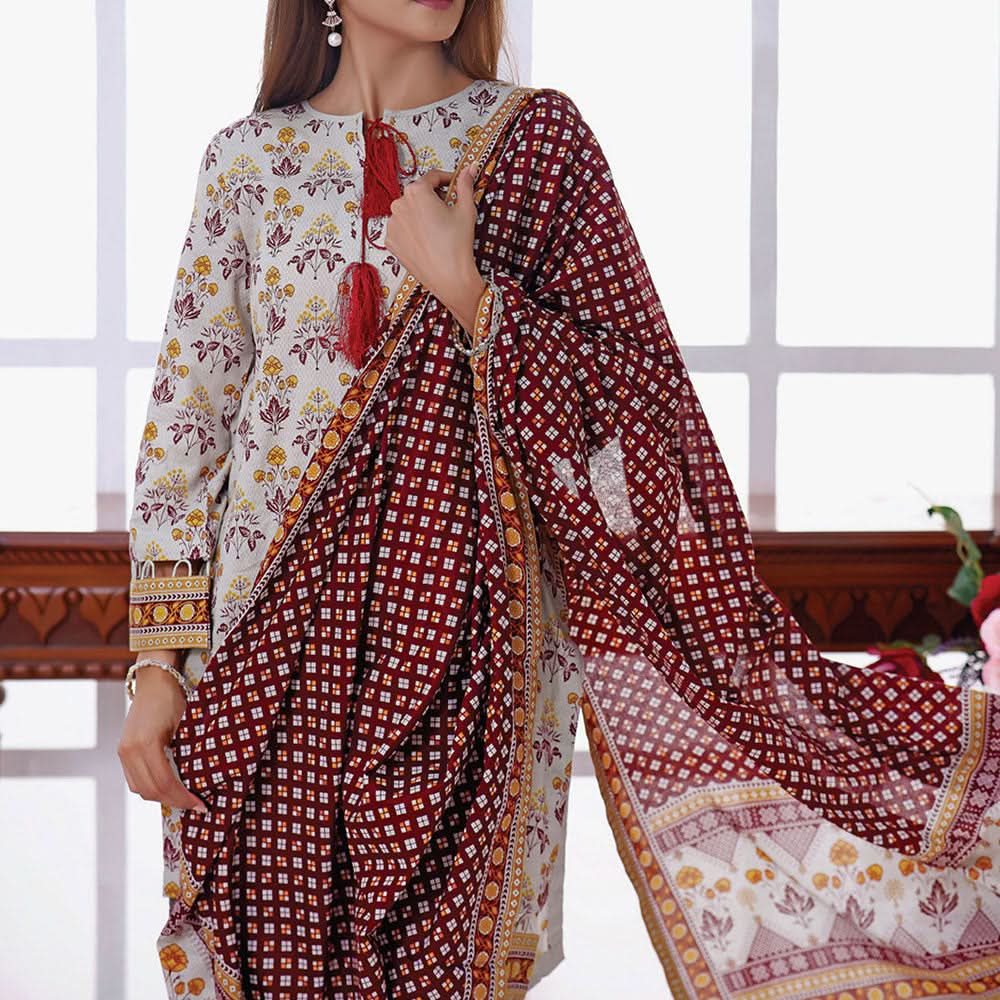 VS Daman Cambric Printed 3 Pcs Un-Stitched Suit Vol 1 - B-2101, Women, 3Pcs Shalwar Suit, VS Textiles, Chase Value