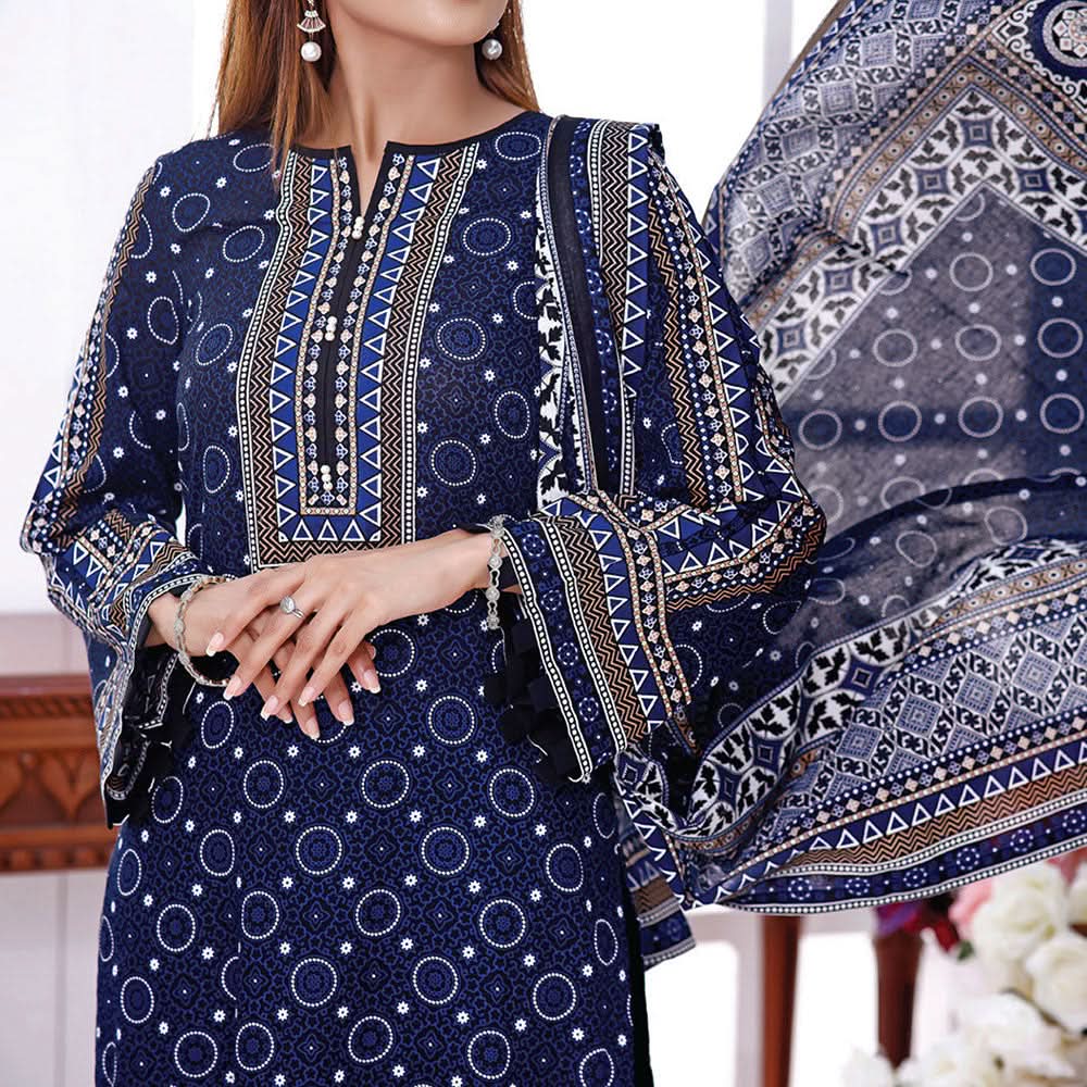 VS Daman Cambric Printed 3 Pcs Un-Stitched Suit Vol 1 - A-2102, Women, 3Pcs Shalwar Suit, VS Textiles, Chase Value