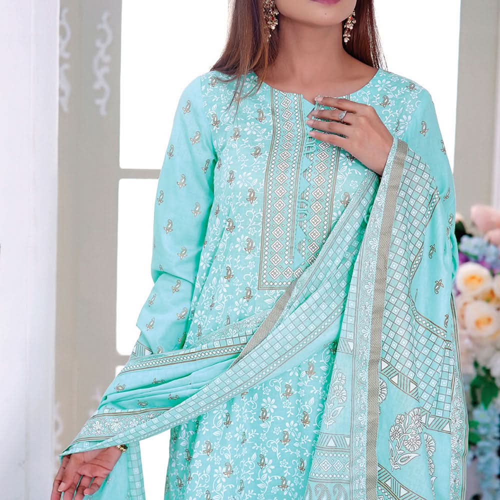 VS Daman Cambric Printed 3 Pcs Un-Stitched Suit Vol 1 - A-2103, Women, 3Pcs Shalwar Suit, VS Textiles, Chase Value