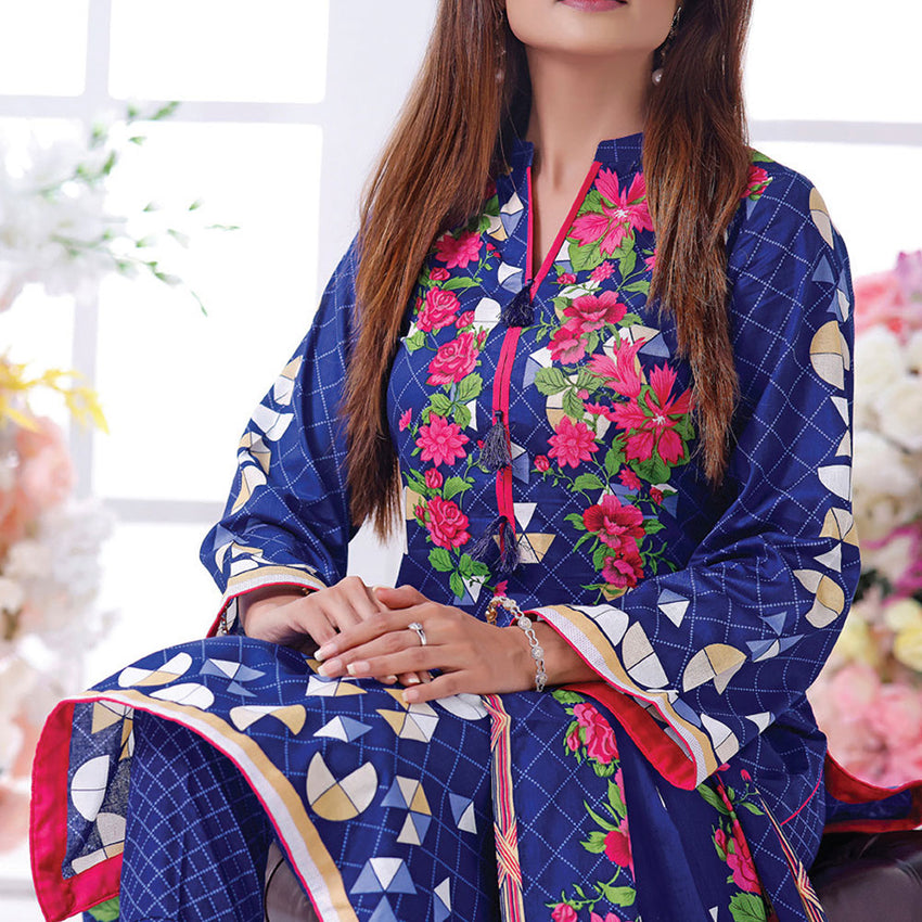 VS Daman Cambric Printed 3 Pcs Un-Stitched Suit Vol 1 - B-2106, Women, 3Pcs Shalwar Suit, VS Textiles, Chase Value