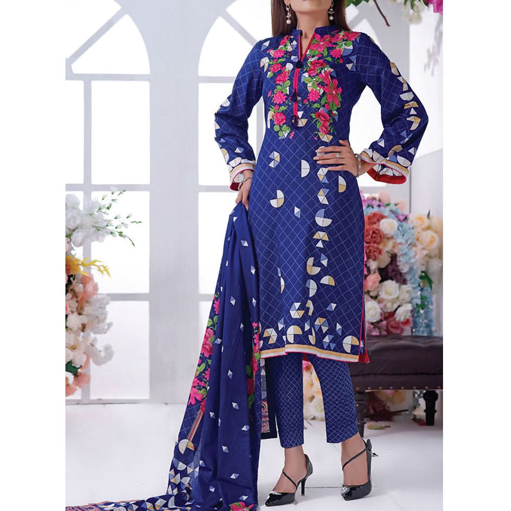 VS Daman Cambric Printed 3 Pcs Un-Stitched Suit Vol 1 - B-2106, Women, 3Pcs Shalwar Suit, VS Textiles, Chase Value