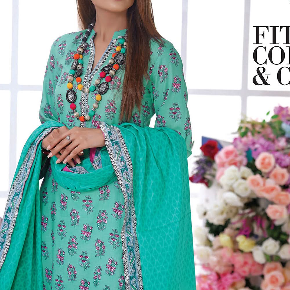 VS Daman Cambric Printed 3 Pcs Un-Stitched Suit Vol 1 - B-2107, Women, 3Pcs Shalwar Suit, VS Textiles, Chase Value