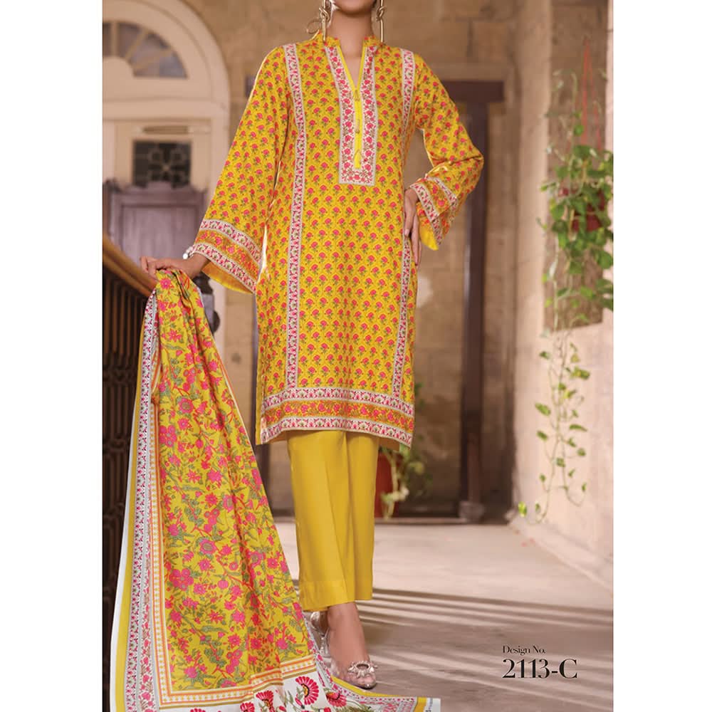 VS Daman Printed Cambric unstitched 3pc Suit V-2, Women, 3Pcs Shalwar Suit, VS Textiles, Chase Value
