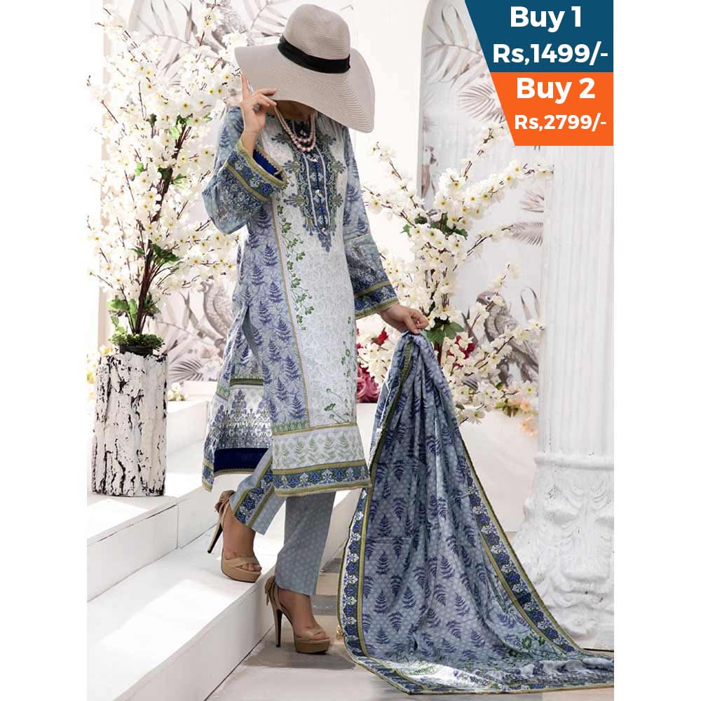 VS Daman Printed Un-Stitched Suit - 214B, Women, 3Pcs Shalwar Suit, VS Textiles, Chase Value