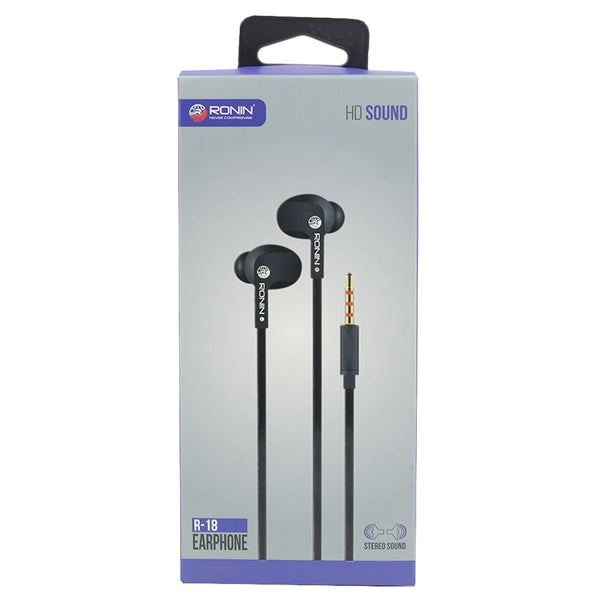 Ronin R18 HD Sound Earphone Handsfree - Black, Home & Lifestyle, Hand Free / Head Phones, Chase Value, Chase Value