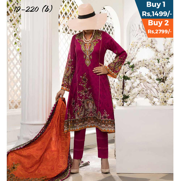 VS Daman Printed Un-Stitched Suit - 220B, Women, 3Pcs Shalwar Suit, VS Textiles, Chase Value