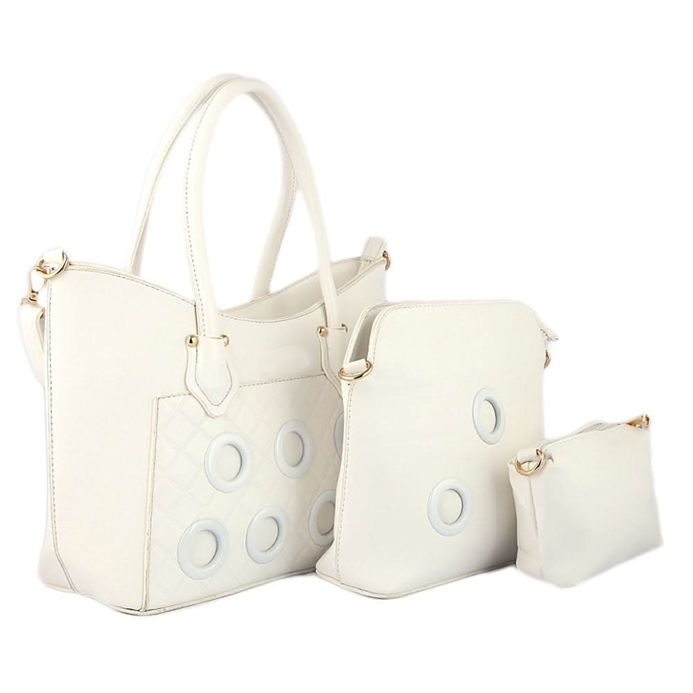 Women's Handbag 3 Pcs (2219) - White, Women, Bags, Chase Value, Chase Value