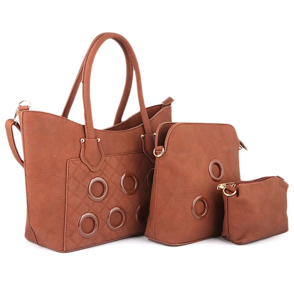Women's Handbag 3 Pcs (2219) - Brown, Women, Bags, Chase Value, Chase Value
