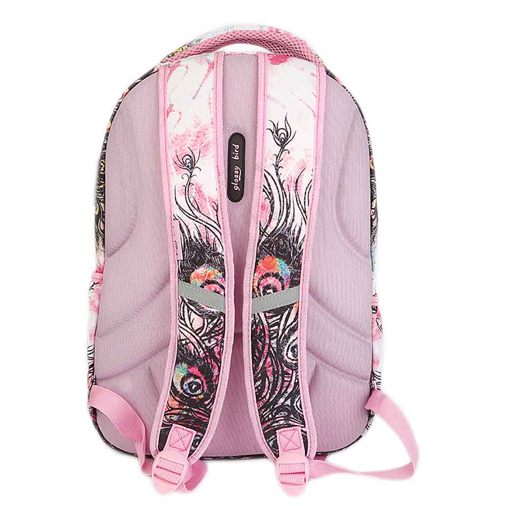 School Bag 2291 - Pink Peacock Feathers, Kids, School And Laptop Bags, Chase Value, Chase Value