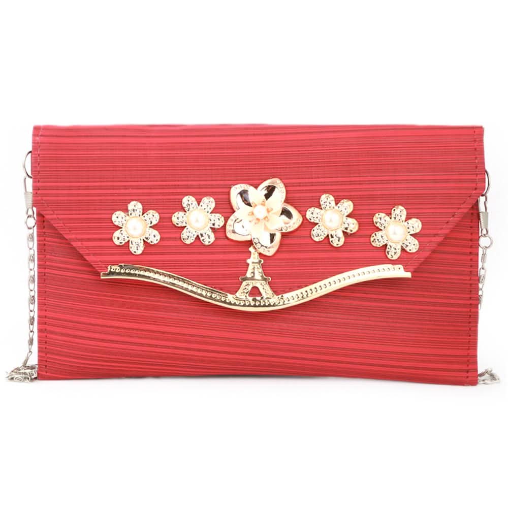 Women's Fancy Clutch (Kam-243) - Red, Women, Clutches, Chase Value, Chase Value
