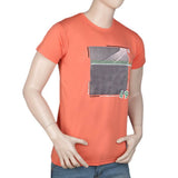 Men's Slim Fit Printed T-Shirt -Peach, Men, T-Shirts And Polos, Chase Value, Chase Value
