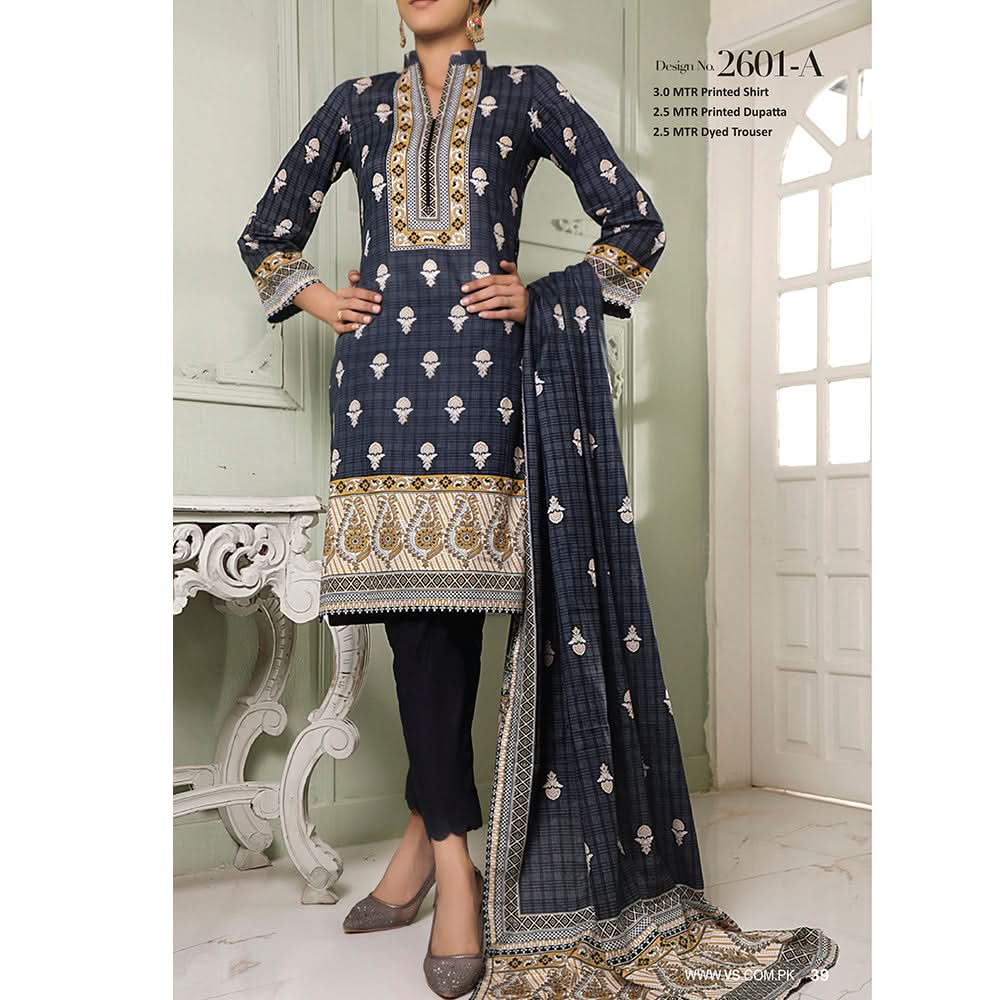 VS Signature Series Printed Lawn 3 Pcs Un-Stitched Suit Vol 1 - 2601-A, Women, 3Pcs Shalwar Suit, VS Textiles, Chase Value