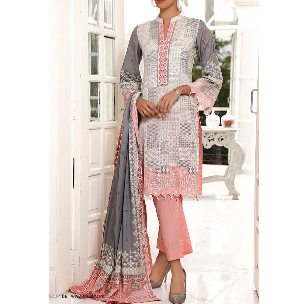 VS Signature Series Printed Lawn 3 Pcs Un-Stitched Suit Vol 1 - 2602-B, Women, 3Pcs Shalwar Suit, VS Textiles, Chase Value