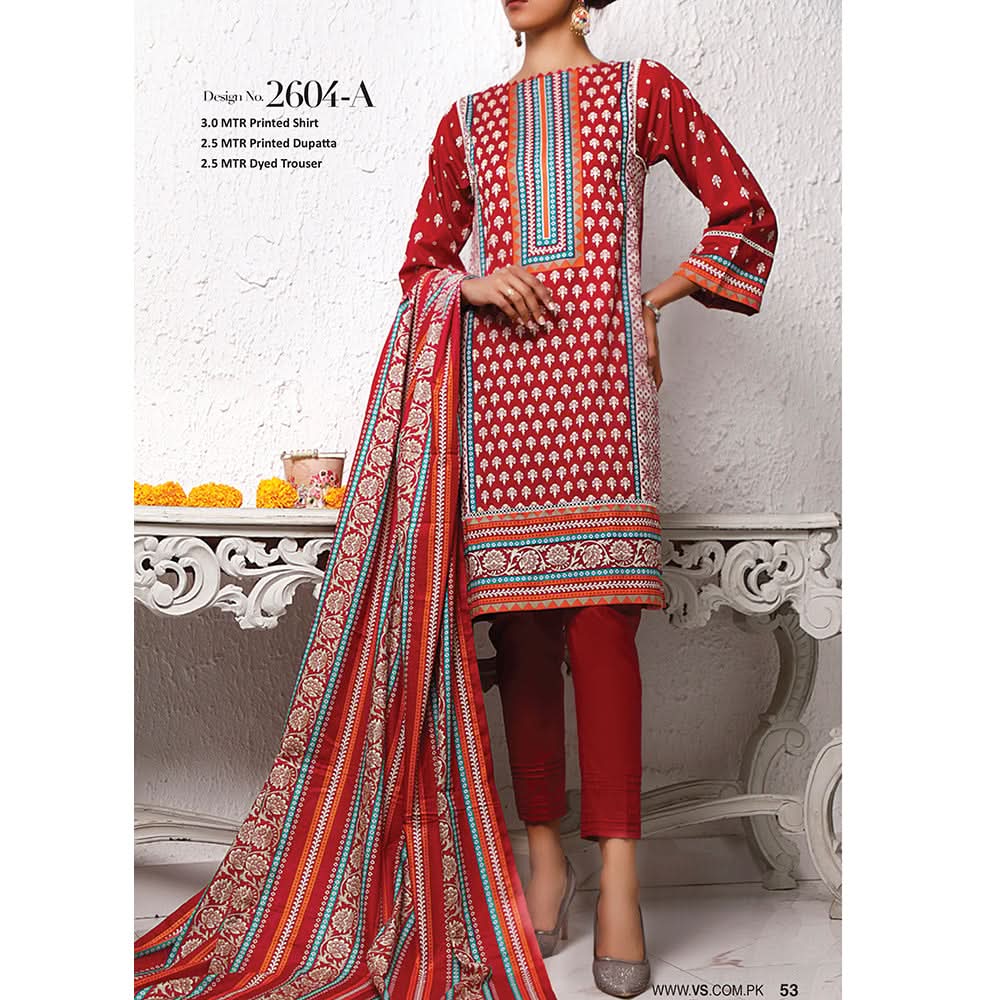 VS Signature Series Printed Lawn 3 Pcs Un-Stitched Suit Vol 1 - 2604-A, Women, 3Pcs Shalwar Suit, VS Textiles, Chase Value