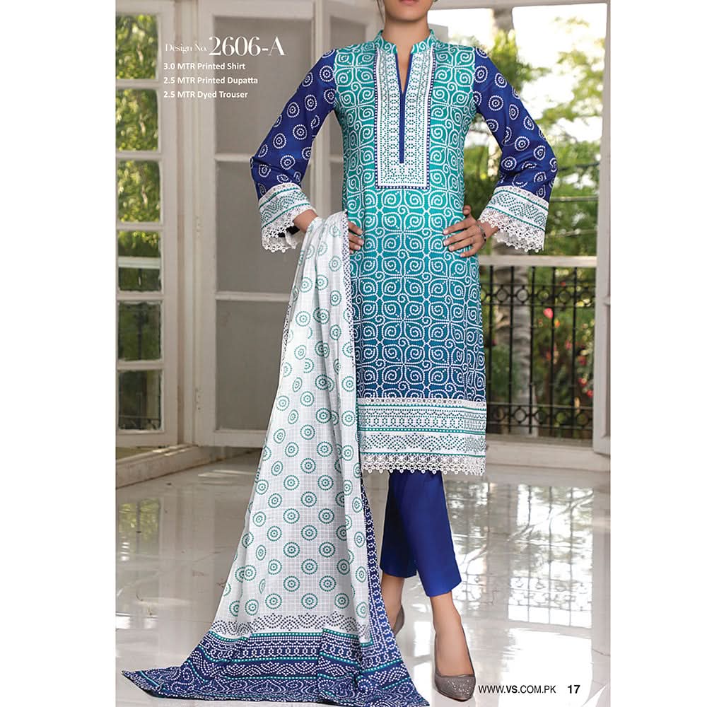 VS Signature Series Printed Lawn 3 Pcs Un-Stitched Suit Vol 1 - 2606-A, Women, 3Pcs Shalwar Suit, VS Textiles, Chase Value
