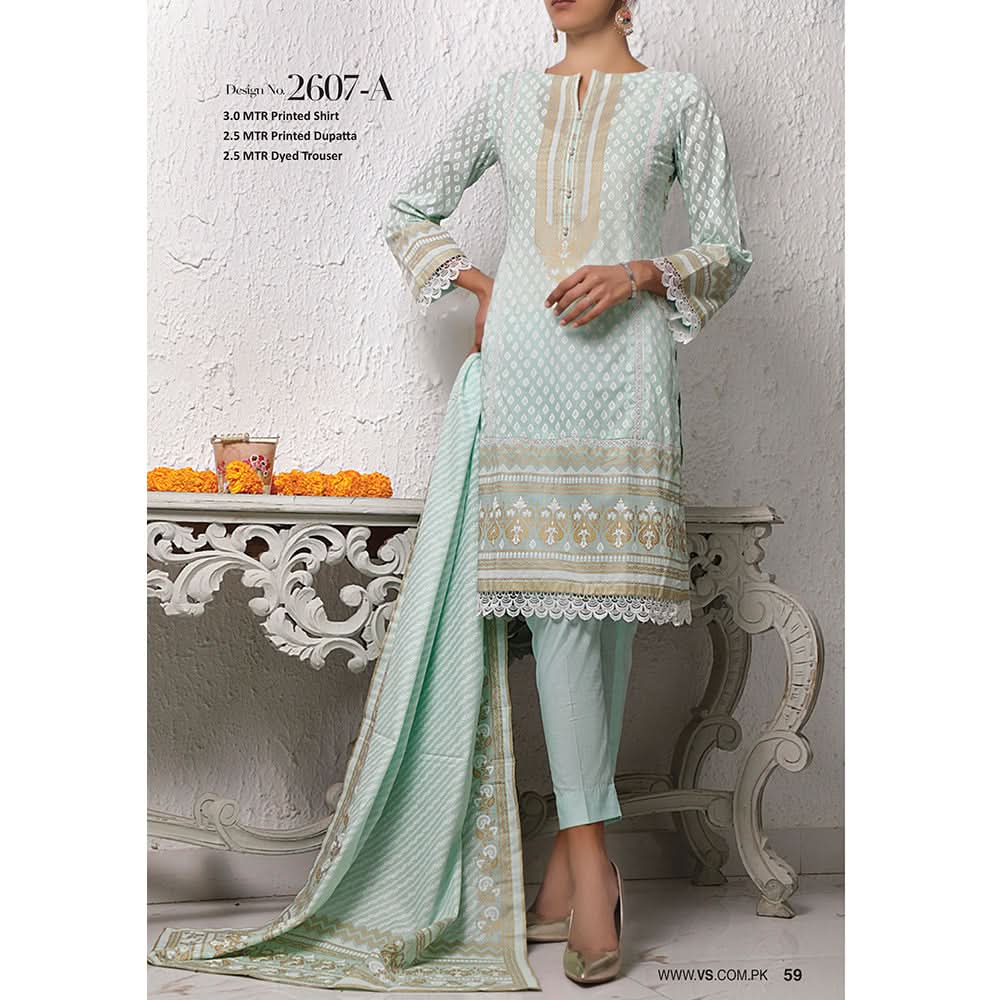 VS Signature Series Printed Lawn 3 Pcs Un-Stitched Suit Vol 1 - 2607-A, Women, 3Pcs Shalwar Suit, VS Textiles, Chase Value