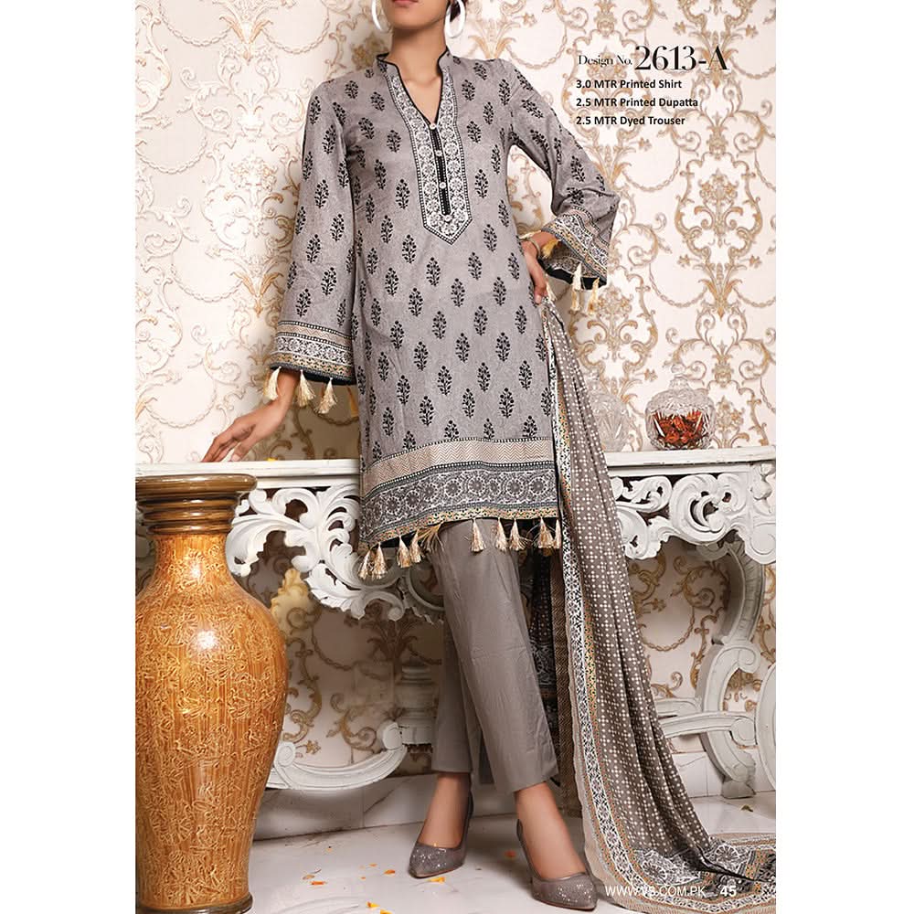 VS Signature Series Printed Lawn 3 Pcs Un-Stitched Suit Vol 1 - 2613-A, Women, 3Pcs Shalwar Suit, VS Textiles, Chase Value