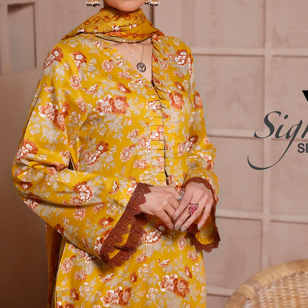 Signature Printed Lawn 3Pcs Unstitched Suit V1, Women, 3Pcs Shalwar Suit, Chase Value, Chase Value