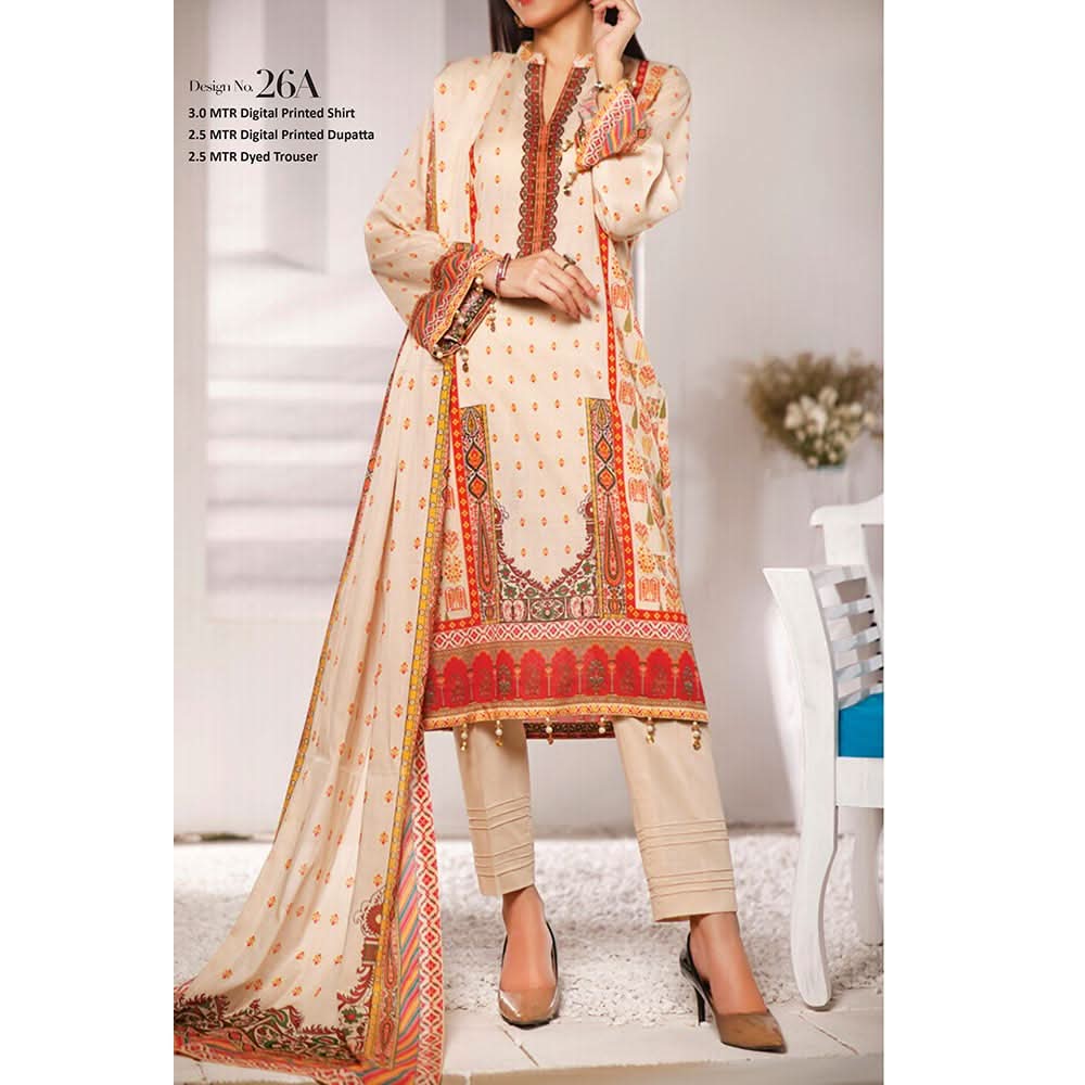 VS-MISRI Digital Printed Lawn V-3 3 Pcs Un-Stitched Suit - 26A, Women, 3Pcs Shalwar Suit, VS Textiles, Chase Value