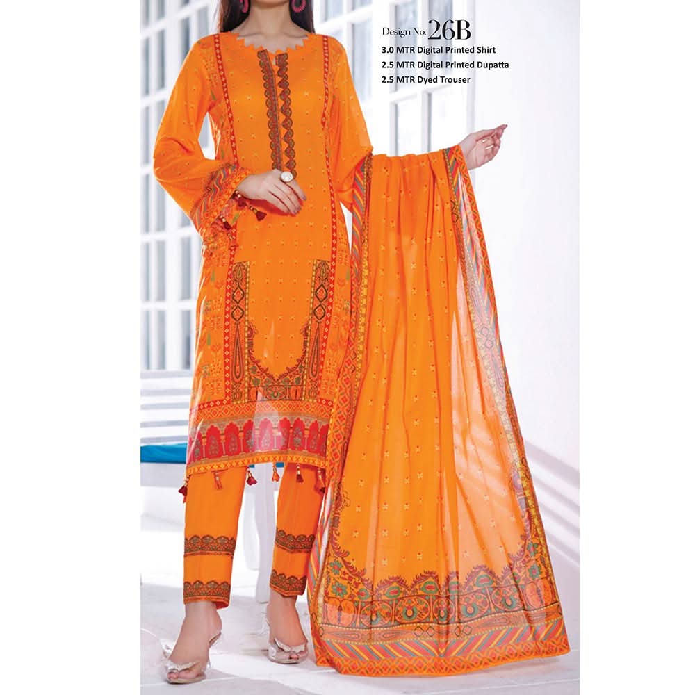 VS-MISRI Digital Printed Lawn V-3 3 Pcs Un-Stitched Suit - 26B, Women, 3Pcs Shalwar Suit, VS Textiles, Chase Value