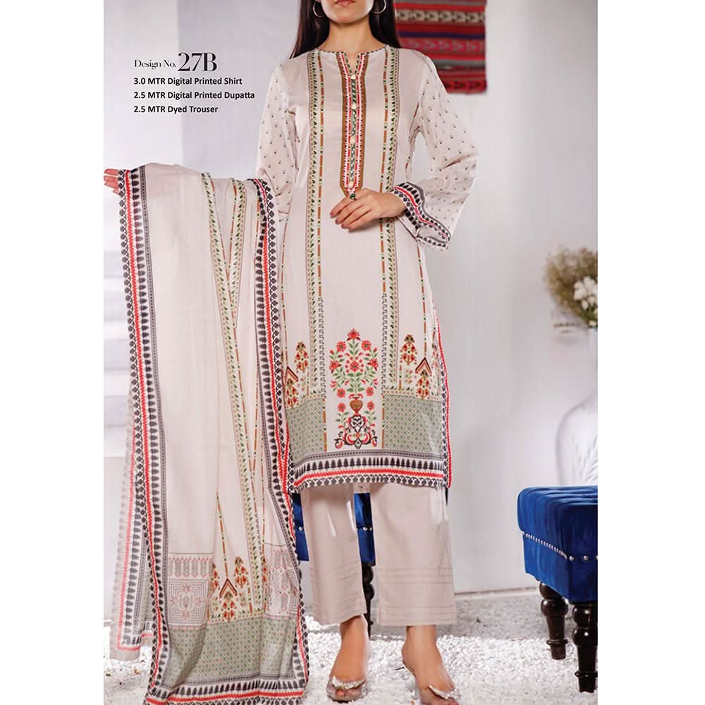 VS-MISRI Digital Printed Lawn V-3 3 Pcs Un-Stitched Suit - 27B, Women, 3Pcs Shalwar Suit, VS Textiles, Chase Value