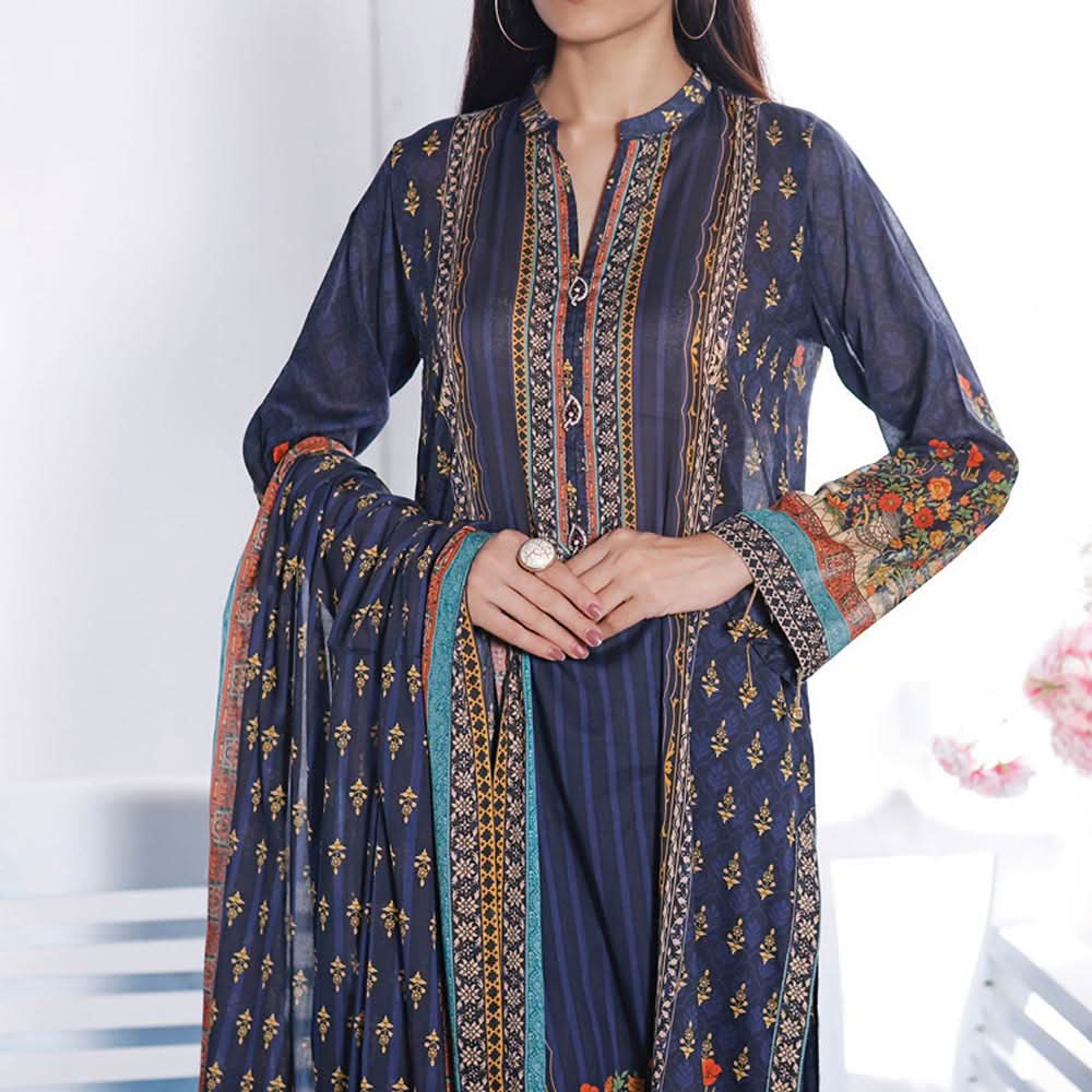 VS-MISRI Digital Printed Lawn V-3 3 Pcs Un-Stitched Suit - 28A, Women, 3Pcs Shalwar Suit, VS Textiles, Chase Value