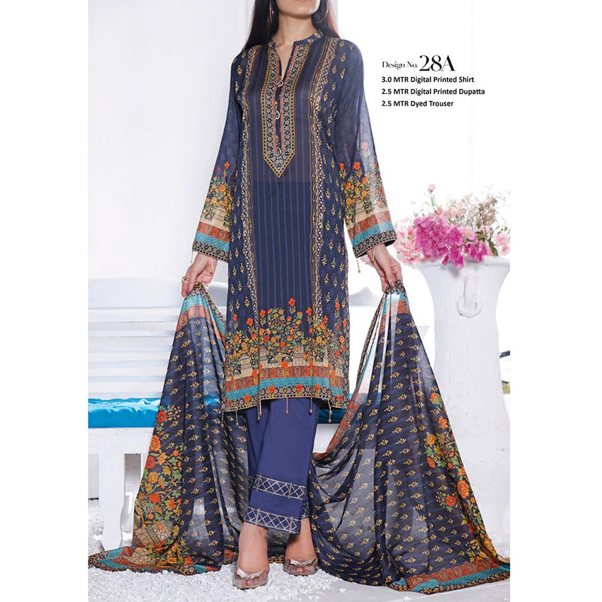 VS-MISRI Digital Printed Lawn V-3 3 Pcs Un-Stitched Suit - 28A, Women, 3Pcs Shalwar Suit, VS Textiles, Chase Value