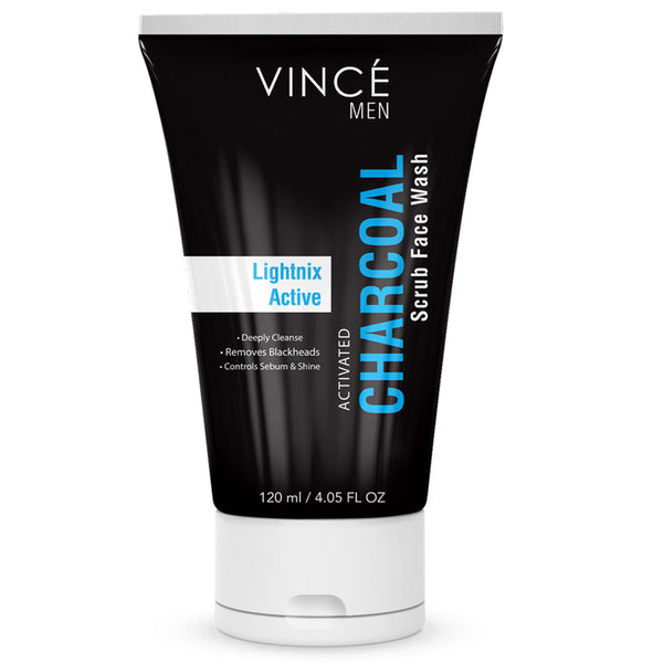 Vince Men Activated Charcoal Lightnix Active Scrub Face Wash - 120ml, Face Washes, Vince, Chase Value