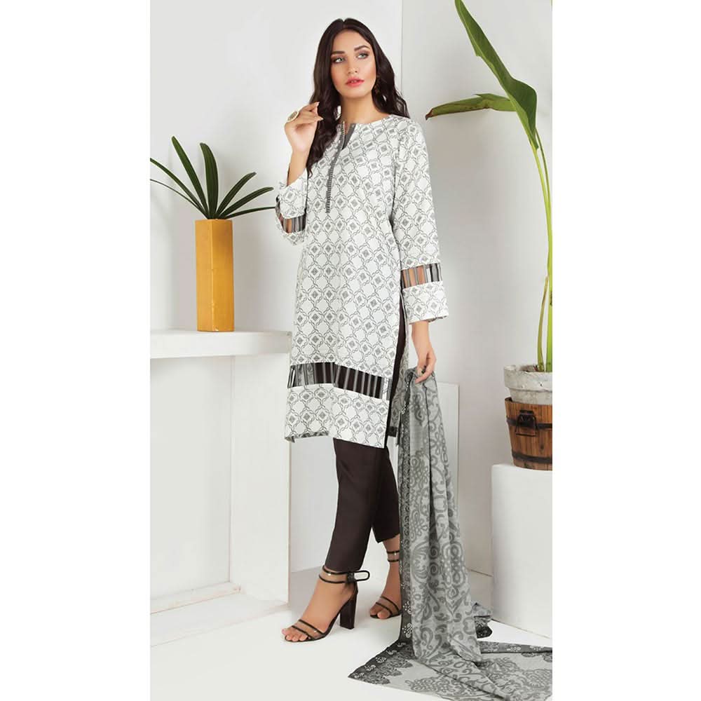 Lakhany Safina Febron Printed Lawn 3 Pcs Un-Stitched Suit - 2B, Women, 3Pcs Shalwar Suit, LSM Textiles, Chase Value