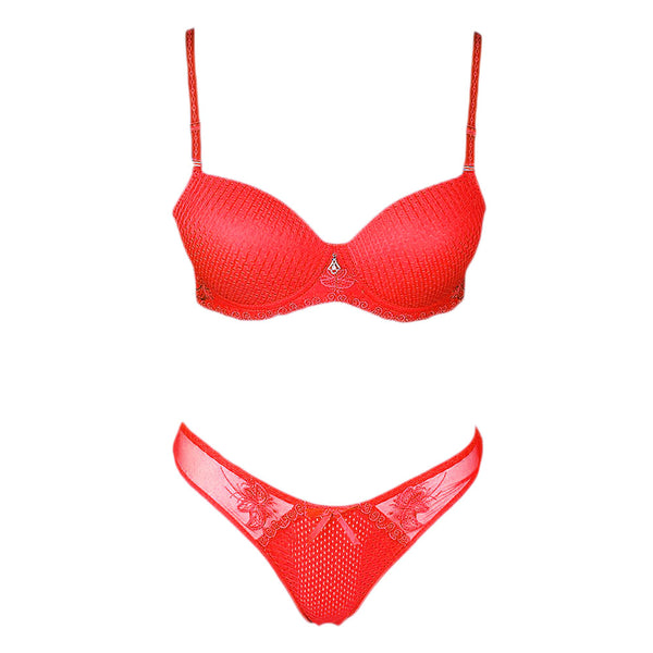 Women's Fancy Bra & Panty Set - Red - test-store-for-chase-value