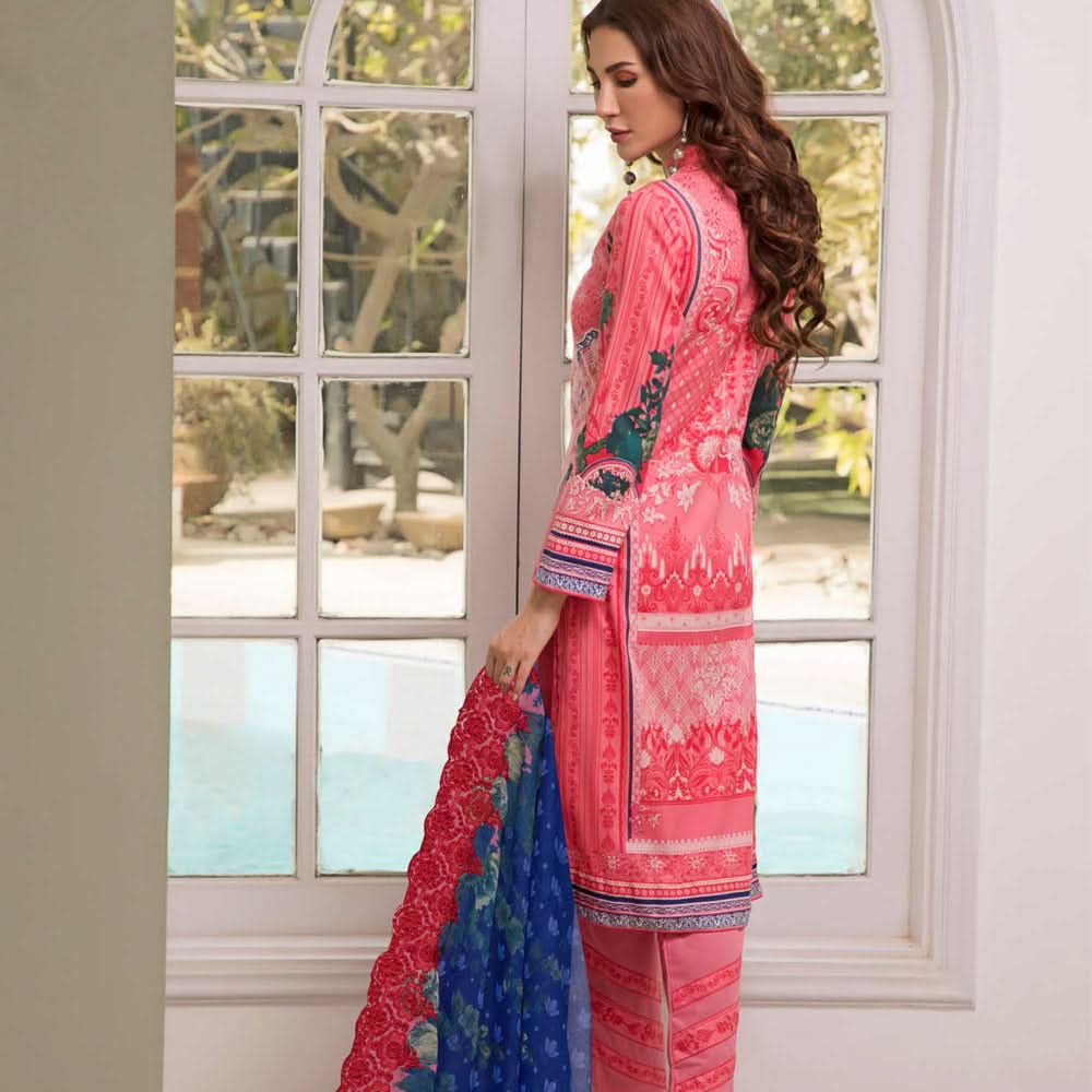 Zobia Noor Embroidered Lawn 3 Piece Un-Stitched Suit - B2, Women, 3Pcs Shalwar Suit, Salam's Textiles, Chase Value
