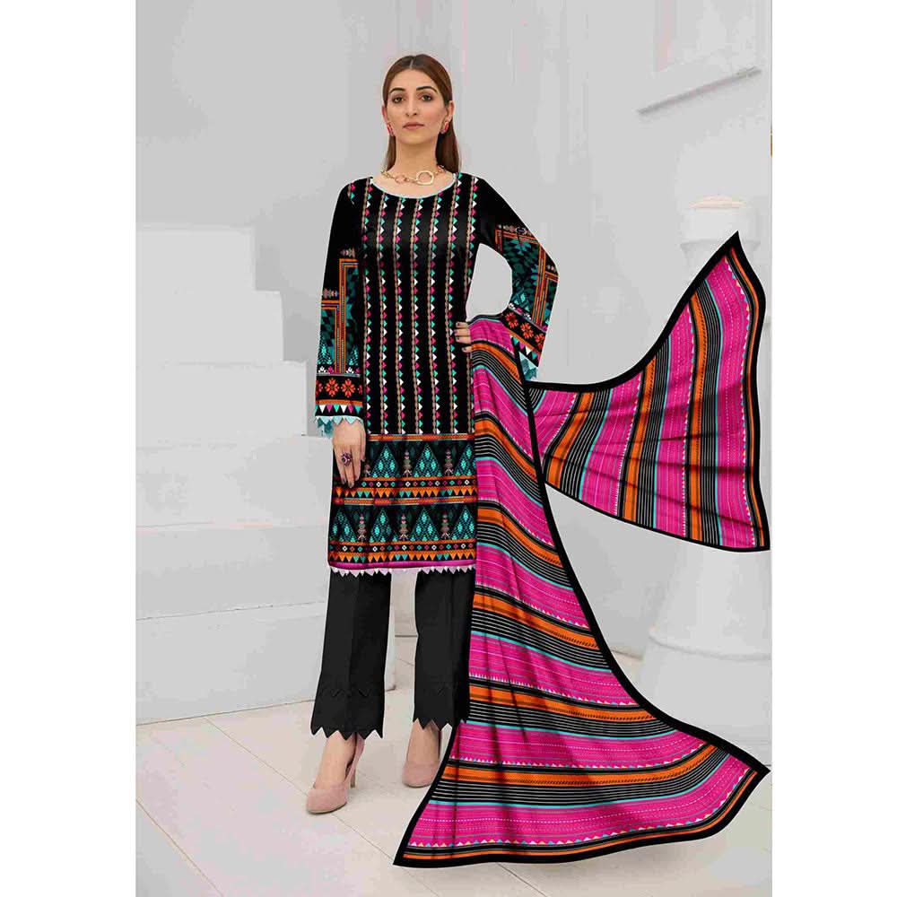 Tehzeeb Digital Printed Cambric 3Pcs Unstitched Suit V2 - 2, Women, 3Pcs Shalwar Suit, Ulfat Textile, Chase Value