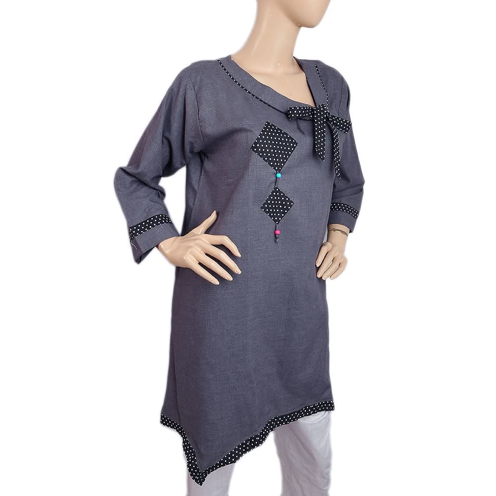 Women's Denim Kurti - Dark Grey, Women, Ready Kurtis, Chase Value, Chase Value