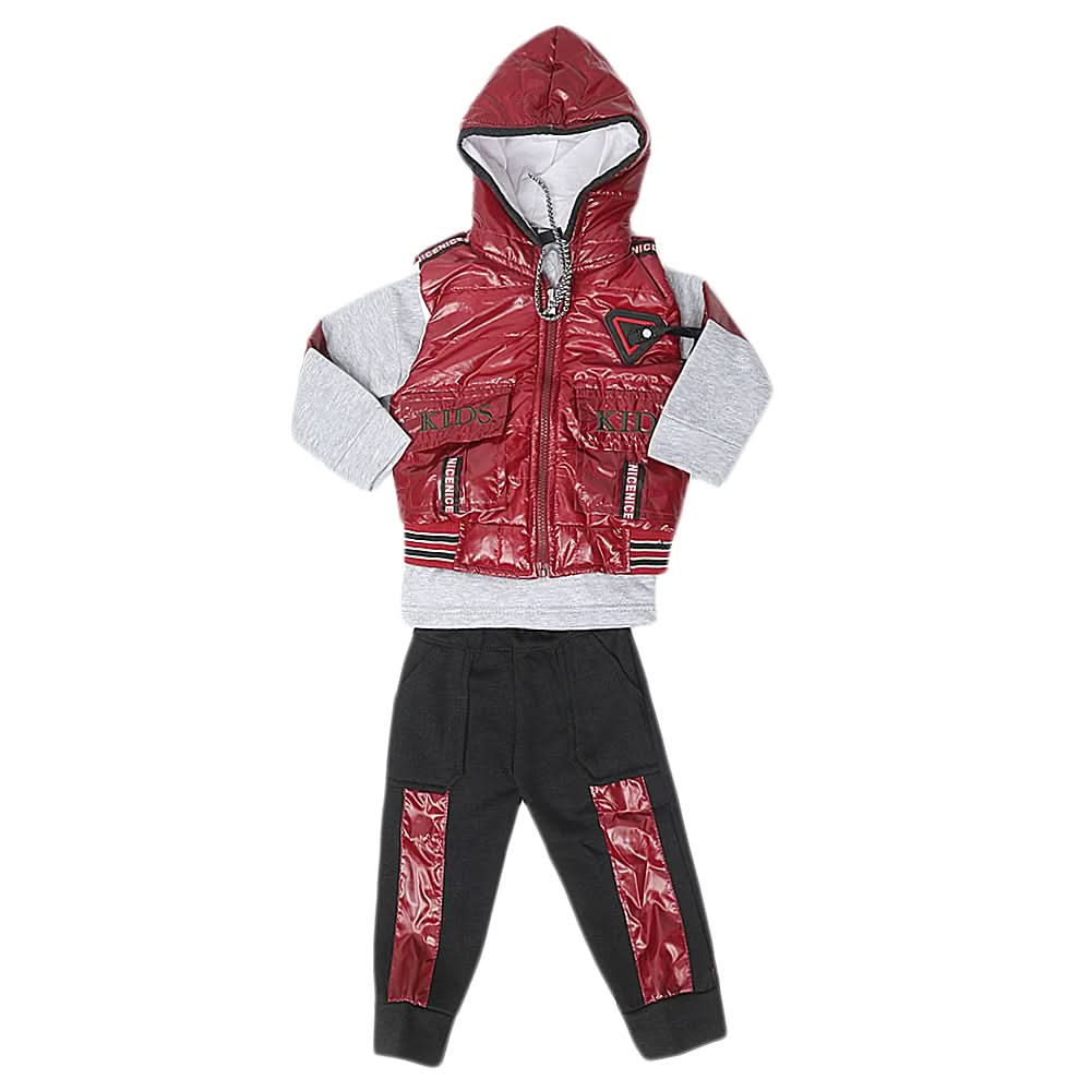 Boys 3 Piece Full Sleeves Suit - Maroon, Kids, Boys Sets And Suits, Chase Value, Chase Value