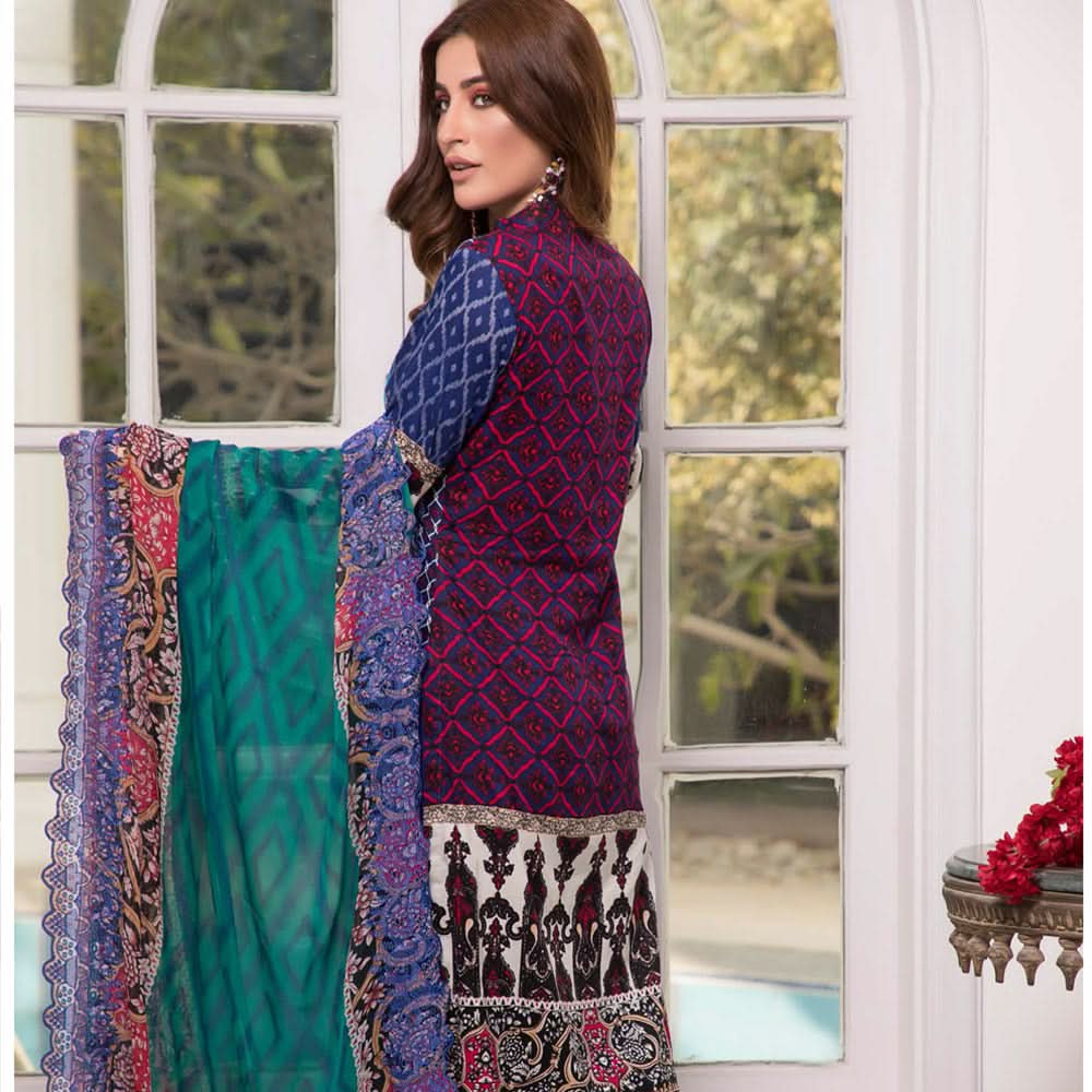 Zobia Noor Embroidered Lawn 3 Piece Un-Stitched Suit - A5, Women, 3Pcs Shalwar Suit, Salam's Textiles, Chase Value